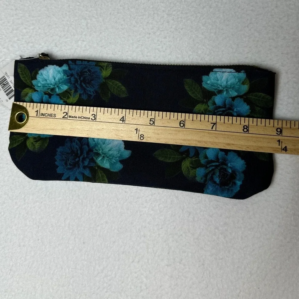 J. Jill Navy Blue Floral Cosmetic Pouch Makeup Bag Travel Case NWT